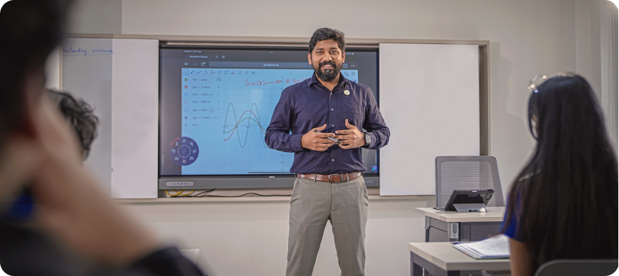 Teacher engaging learners in a smart classroom