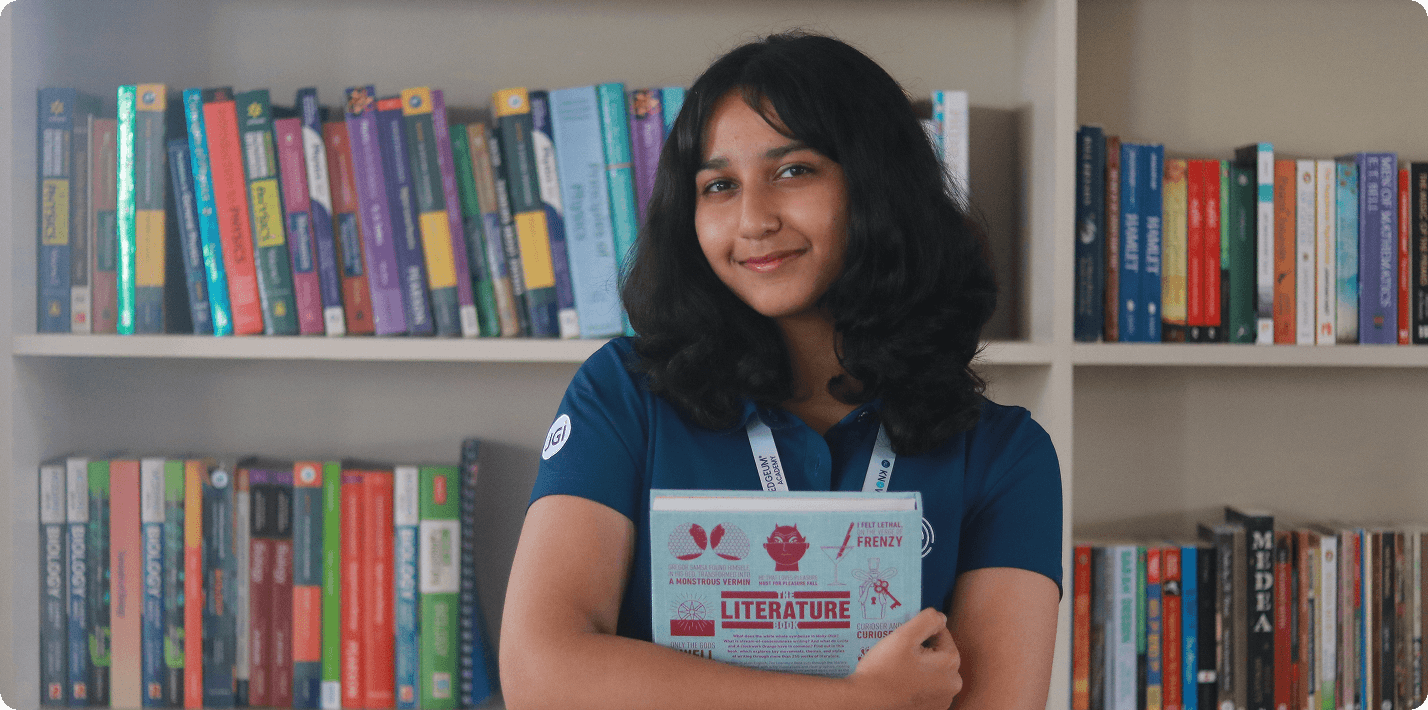Student in library